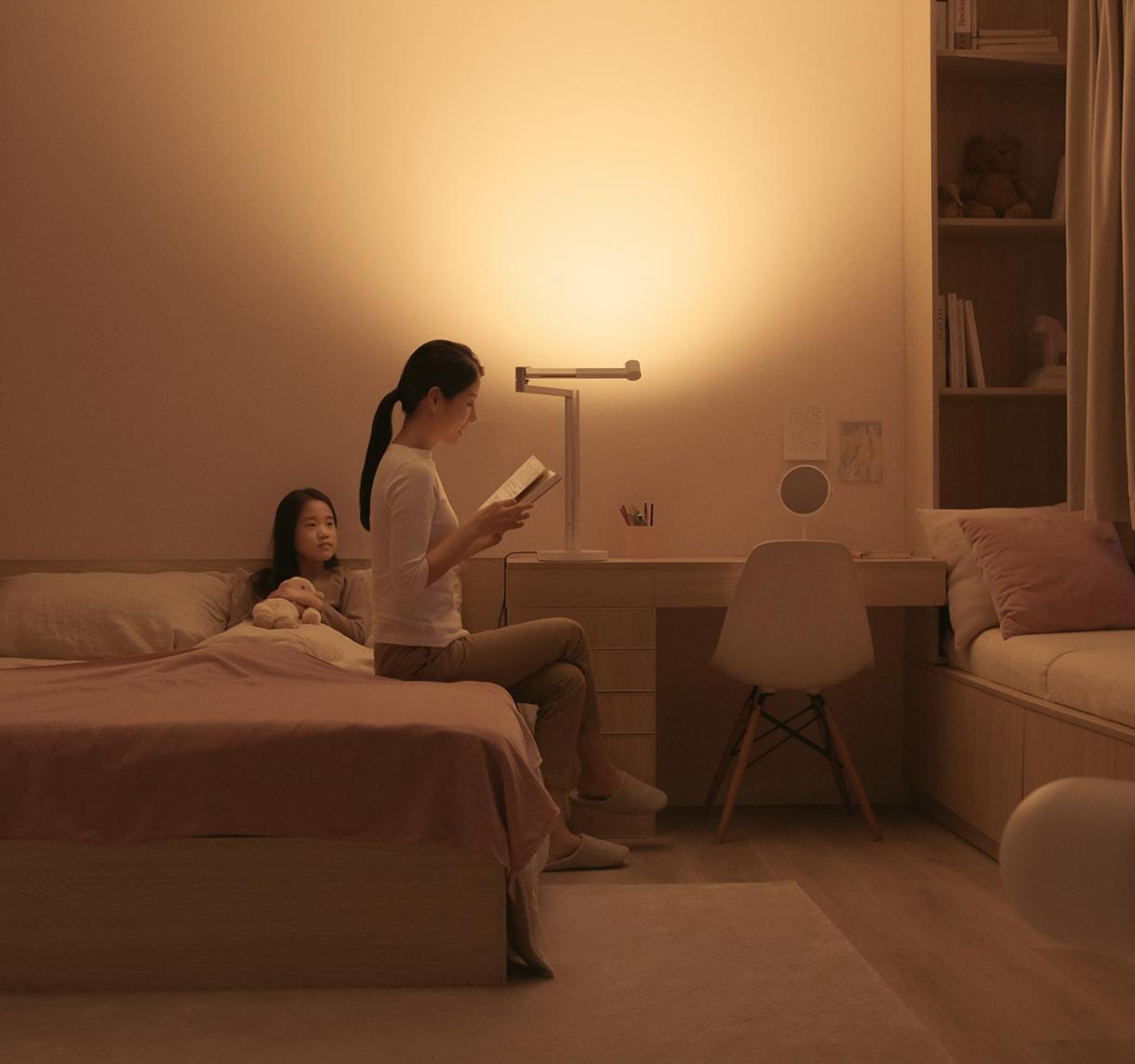 Childs bedtime routine, helped using Dyson lighting.